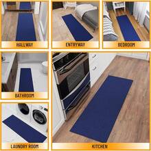 Sweet Home Stores Washable Non-Slip Solid Design Rubberback Area Rug/Mat For Kitchen, Hallways, Bathroom, Entrance, Bedroom, 2'3" X 3', Brown - 海軍 - 查看 3