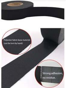 1pc/5pcs Black Flame Retardant Flocked Tape, Heat Resistant Insulation Tape For Home, Company, Car Wire Harness, Durable Polyester Cloth Noise Reduction Tape