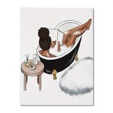 1 pictură murală vibrantă cu o femeie afro-americană relaxantă - picturi murale pentru decorul dormitorului și camerei de zi - decor de perete negru neînrămat pentru femei, idee de cadou pentru decorarea casei