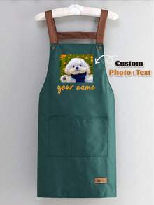 1 șorț de bucătărie personalizat, șorț cu imprimeu personalizat - șorț de gătit personalizat, șorț cu logo personalizat, șorț de bucătar, șorț cu nume personalizat, cadou pentru brutari, șorț pentru grătar, șorț de bucătărie, șorț modern din poliester rezistent la ulei, șorț de bucătărie negru, șorț din poliester pentru grădină, bucătărie și treburi casnice, perfect pentru acasă, restaurant și gătit în bucătărie, potrivit pentru Ziua Mamei, sezonul nunților, sezonul absolvirilor, cadouri pentru familie și prieteni