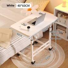 1pc Adjustable Height Bedside Table - Heavy Duty Space-Saving Mobile Desk With Sturdy Legs, Suitable For Home Office, Bedroom, Dorm, Modern Style Furniture, Smooth Surface Compact Workstation, Small Space Living, Bedroom Desk, Computer Desk, Office Desk, Adjustable Table, Study Desk, Dorm Essential, Contemporary Furniture, Minimalist Design, Lightweight Material, Durable Structure, Apartment Dwellers, College Students