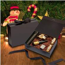 1 صندوق هدايا قابل للطي باللون الأسود، صندوق تغليف هدايا، صندوق هدايا لتقديمه للعائلة والأصدقاء، استخدام عام لهدايا المناسبات