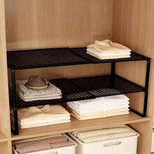 多层分隔式储物柜，适用于婴儿服装、衣柜、鞋柜，内部可扩展储物架，带隔断整理架 - 黑色 - 查看 2