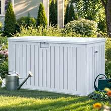 YITAHOME 200 Gallon Large Deck Box, Double-Wall Resin Outdoor Storage Box With Flexible Divider Patio Cushions Pool Supplies Garden Tools, 990 Lbs Load Capacity, Lockable (White) - Nâu xám - Xem 7