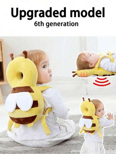 1pc Baby Walking Protection Bee Shaped Pillow,Baby Guardian Walker Head Protector - Ultra-Soft, Breathable, Adjustable, Anti-Fall Protection Backpack Pad,Machine Washable, And Durable Soft Polyester Fiber For Babies 6-36 Months