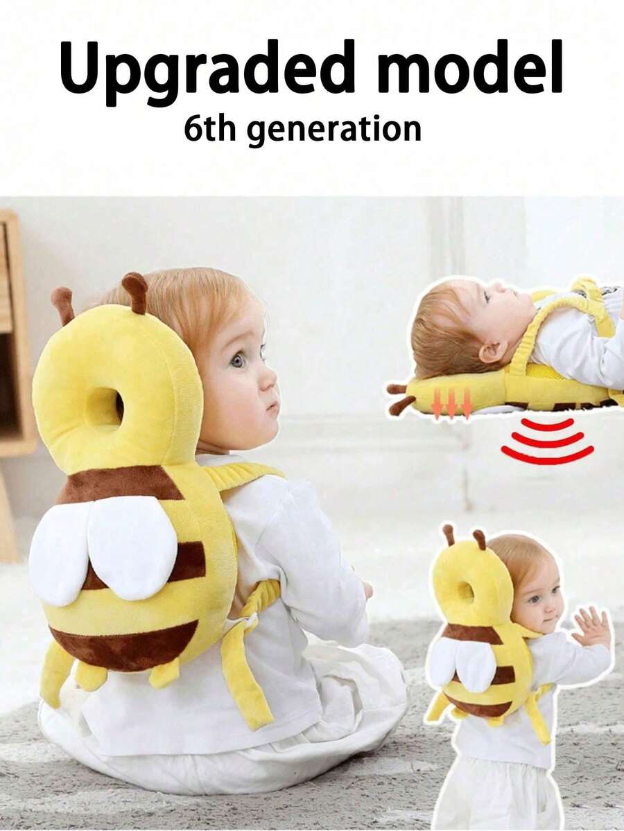 1pc Baby Walking Protection Bee Shaped Pillow,Baby Guardian Walker Head Protector - Ultra-Soft, Breathable, Adjustable, Anti-Fall Protection Backpack Pad,Machine Washable, And Durable Soft Polyester Fiber For Babies 6-36 Months