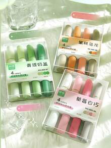 4pcs In Set Colin 669 Fruit-Colored Mist Large-Capacity Lipstick, Student Key Point Marking Soft Tip DIY Painting Highlighter