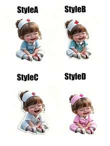 2D Flat Acrylic Nurse Girl ID Card Holder - Retractable Label Holder, Durable Label For Medical Students And Nurse Practitioners - Durable PMMA Material For Workplace Identification, Medical Label Holder | Fun Design | Durable Acrylic, Nurse Accessories, Back To School, Gift For Teacher