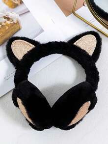 1pc Children's Warm Cute Cat Ear & Heart Shaped Ear Muffs, Autumn/Winter