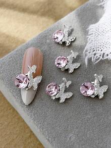 10pcs Nail Charms Nails Nail Supplies Shiny Bowknot Diamond-Encrusted Nail Charms, Light Luxury French Sweetie Metal Nail Supplies Music Festival Travel Festival Celebration, Shiny Pink White White Rhinestones Nail Gems, Suitable For Multi-Functional DIY Accessories Nail Decoration - Multicolor - View 8