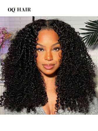 OQ 戴上即走无胶假发，卷曲鲍勃假发，7*5 预剪透明蕾丝前假发，180% 10-16 英寸未加工真人头发，自然黑色，预拔自然发际线，高品质时尚假发，时尚风格，万圣节服装，角色扮演，仙女发型，婚礼，初学者，万圣节旅行必备品，Y2K 变身坏人假期，女性度假
