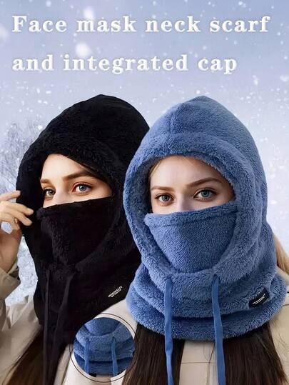 Novo conjunto de gorro, balaclava, cachecol e máscara de esqui prática, à prova de vento e quente para o inverno, para homens e mulheres.