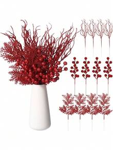 Christmas Glitter Berries Stems Artificial Red Berry Branches Holly Picks Stems Christmas Tree Ornaments For DIY Xmas Wreath Crafts Gifts Holiday Home Decor-Pink Christmas Glitter Needles Christmas Decorations Room Decor,Christmas Decorations, Wedding Scene Arrangements, Christmas Decor Home,Christmas Tree,Christmas Tree Decorations;