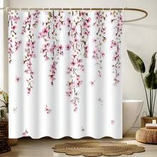 1 pièce Rideau de douche rose à fleurs de cerisier, décoration florale japonaise de sakura de printemps. Décoration de Noël