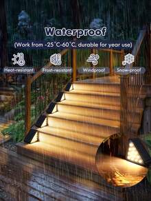 2/4pcs Warm Light 13LED Solar Stair Lights, Outdoor Safety Lighting Ground Lights, Warm LED Night Lights, Triangular Minimalist Stair Lights, Auto On/Off Daytime, Semi-Recessed Installation, Lithium Battery, Solar Powered Charging, Outdoor Garden Decor, Outdoor Lighting | Modern Stair Lighting | Solar Charging Lights, Garden, Entrance, Hallway, Walkway, Patio, Party Decor Lights, Christmas Decor, Halloween Decor, Indoor/Outdoor Floor Decor, Camping Decor - Step Light-warm Color - View 4
