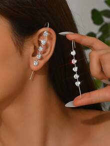 1 Pair Minimalist Zirconia Star Stud Earrings, Punk Style Ear Cuff Earrings - Y0269 - View 7