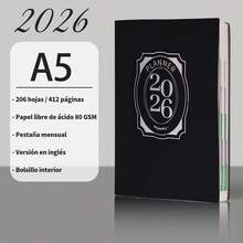 2026 全年计划本，设计精美，204 张/412 页，A5 周计划本和月计划本，用于日常记录和计划，海洋风格 12 页分隔页，简约的蓝色和粉色，提高效率，返校办公室，2026 年圣诞新年礼物 - 彩色 - 查看 14