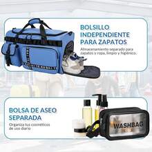 Lukovee Maleta Deportiva Hombre Impermeable, Mochila Gym Gran Capacidad, Mochila Deportiva para Hombre y Mujer, Bolsa de Viaje con Compartimento para Zapatos/Neceser/Separación Húmedo y Seco - B-Azul - Ver 5