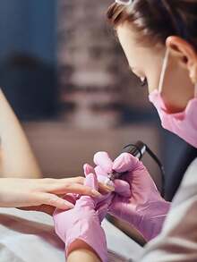 100/10/1pc (S, M, L, XL) Disposable Nitrile Gloves Pink Nail Polish/Tattoo/Eyelash Embroidery/Makeup Non Dirty Hand Protective Gloves Kitchen Dishwashing And Cleaning Rubber Household Nitrile Gloves Halloween, Christmas And Other Holiday Party Use - Pink - View 8