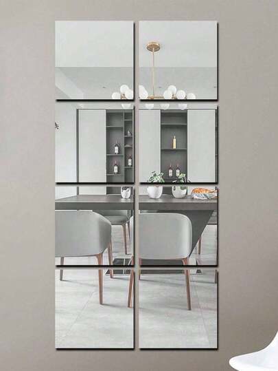 2/4/8件 40cm*40cm 或 20cm*20cm 或 30cm*30cm 或 30cm*34cm 镜面墙贴 家用全身镜 卧室全身镜 自粘软镜 亚克力 耐用不易碎