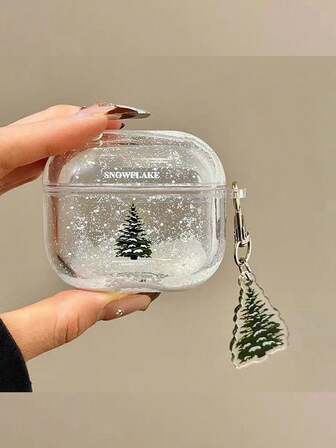 Nuevo estuche protector para auriculares con colgante de árbol de Navidad, árbol de pino, copo de nieve + cadena de árbol de pino, con ambiente dulce y de moda, compatible con Apple 1/2, 3, Pro, Pro 2, 4, otoño/invierno