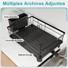 Lavavajillas de acero inoxidable, adecuado para encimeras de cocina con tubo de drenaje, pequeño lavavajillas con organizador de cubiertos, adecuado para solteros, parejas y familias pequeñas. - 1 Nivele Estándar-Negro - Ver 8