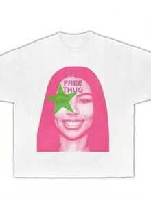 FREE Thugs Mariah Science Boxed Dyed Cotton T Shirt Opium Y2K Fashion Street New Hip Hop T Shirt - trắng - Xem 1