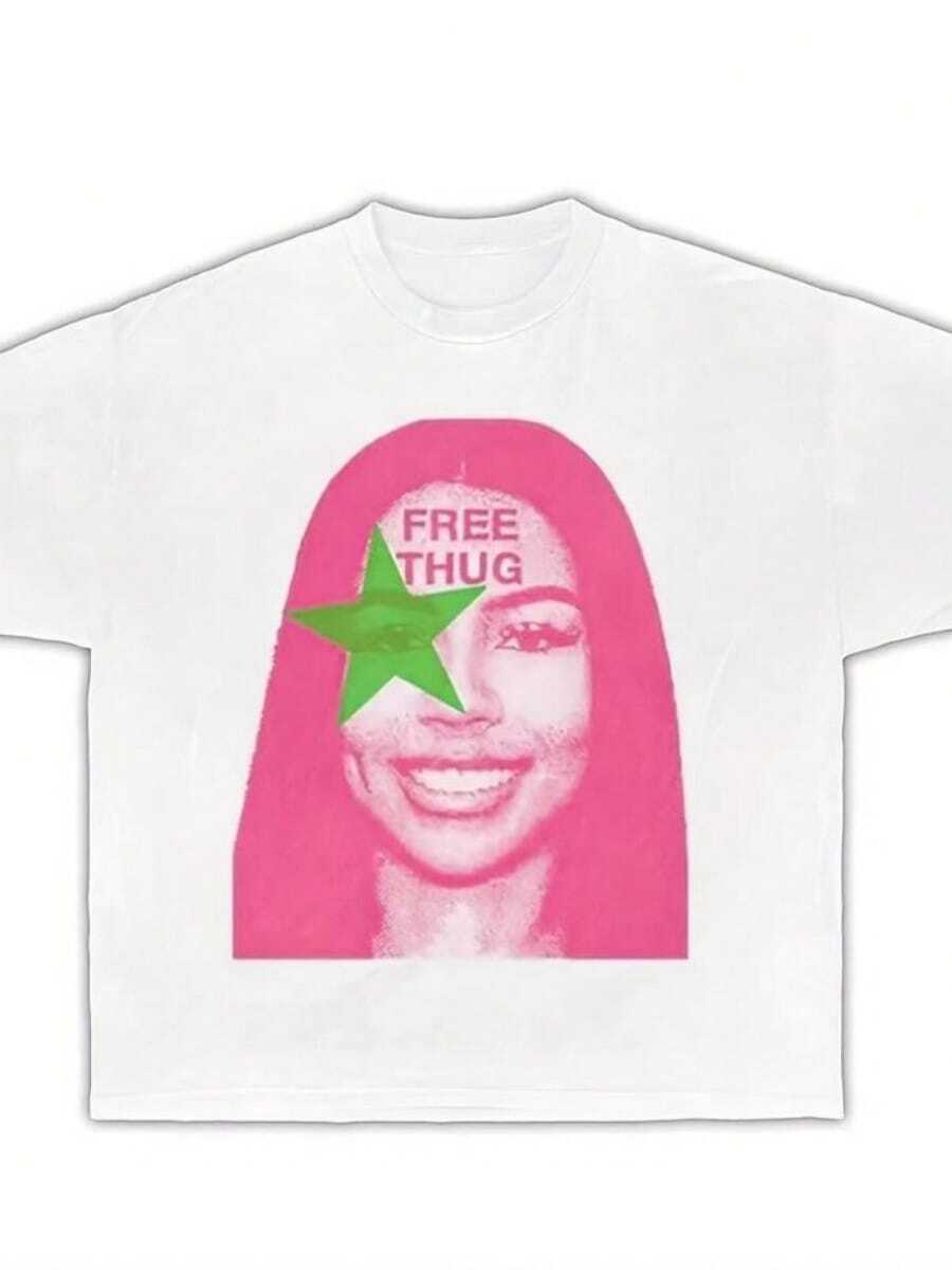 FREE Thugs Mariah Science Boxed Dyed Cotton T Shirt Opium Y2K Fashion Street New Hip Hop T Shirt - trắng - Xem 1