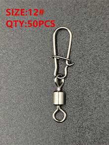50个美式加强型弹簧转环2#4#6#8#10#12#14#鱼饵强力弹簧钩连接器钓鱼配件工具 - 銀色 - 查看 7