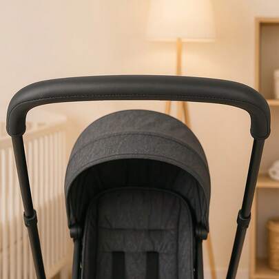 1pc PU Leather Baby Stroller Handle Cover, Comfortable Grip, Easy To Clean, Fits All Stroller Models, Enhances Durability And Practicality