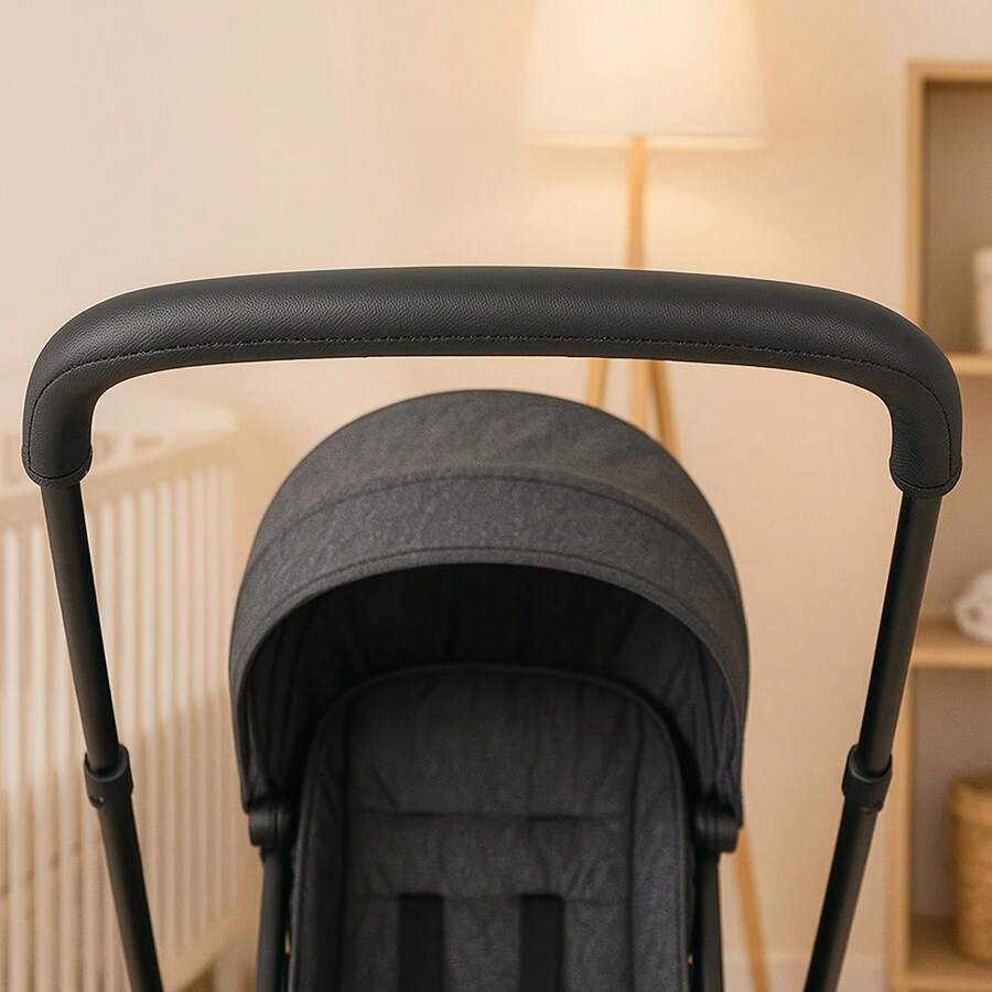 1pc PU Leather Baby Stroller Handle Cover, Comfortable Grip, Easy To Clean, Fits All Stroller Models, Enhances Durability And Practicality - Multicolor - View 1