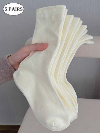 1/5/10双女士简约基本款白色产后袜子，ins风欧美休闲日常穿搭