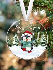 Ornament de Crăciun Fericit cu Pinguin pentru Bebeluși, Cadouri de Ornament cu Pinguin pentru Familie, Decor Agățat pentru Bradul de Crăciun, Ornamente Pandantive Acrilice de Crăciun, Ornamente Pandantive de Crăciun cu Animale, Suvenir de Crăciun cu Animale Drăguțe