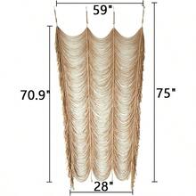 JIAWRI   Macrame Curtain Boho Curtain Doorway Window Wall Decor Fiber Yarn Art Handwoven Wall Hanging Art Craftsmanship Home Door Bedroom Wedding Backdrop ArchCloset Room Divider 59 W X 75 H 1 Panel Khaki  Zhang - 卡其色 - 查看 5