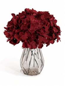 25Pcs Burgundy Red Hydrangea Flowers Artificial Flowers Heads Bouquet, Faux Hydrangea Flowers, Artificial Full Flowers Heads With Stems For Wedding Centerpieces, Home, Garden, Baby Shower, Party Supply, Garland Decor, Bridal Holding Bouquet Decor, DIY Wreath Xmas Tree Decorations, Thanksgiving Halloween Christmas Decor, Arch Background Decoration, DIY Flower Arrangements, For Women Girls Gift