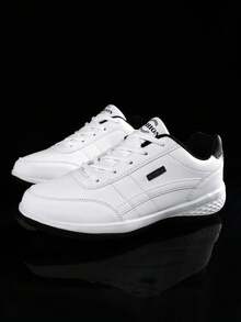 2025年四季流行男士防滑耐磨平底鞋，适合派对、度假、通勤、户外、购物、日常、工作等场合，时尚休闲运动健行鞋 - 白色 - 查看 3