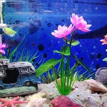 栩栩如生的人造莲花和水生植物 - 水族馆景观装饰，鱼缸水下观赏绿植 - 綠色 - 查看 9