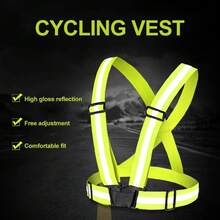 Outdoor Supplies Reflective Elastic Vest Night Running Cycling Reflective-Cloth Adjustable Safety-Vest Riding Equipment Unisex Light High Visibility Safety Vest With Storage Bag Night Construction Cycling Traffic Coat Running Working - Green - View 3