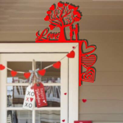 优雅情人节金属门框装饰，浪漫爱情树设计 - 艺术锻铁家居装饰，营造节日氛围，送给爱人的理想礼物，情人节装饰，金属门框，主题，装饰艺术风格