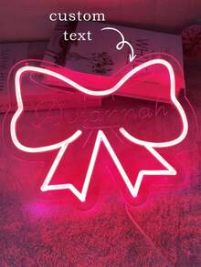 Customized Cute Butterfly Name Neon Light Christmas Decor For Girls Room, Pink Bow Neon Light Home Decor, Personalized Birthday Christmas Decoration Gift, Size: 13.19" H * 11.02" W - Bowe Neon Sign 2 - View 5