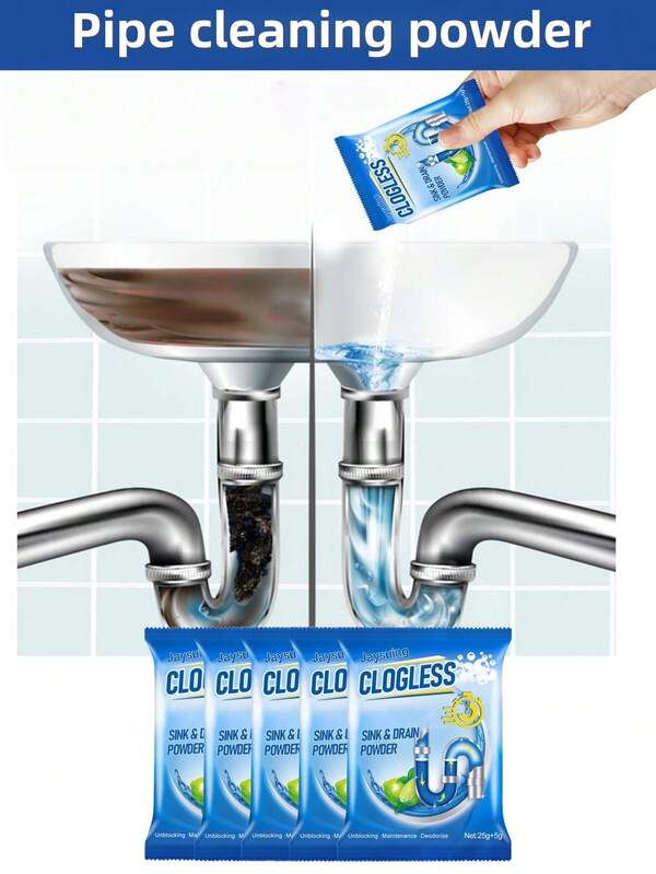 Poudre débouchoir - Débouche efficacement les éviers, les toilettes et les lavabos. Désodorise, nettoie et entretient les tuyaux en éliminant la graisse, les cheveux, le calcaire et autres accumulations. Réduit l'accumulation microbienne et élimine les odeurs désagréables des éviers, favorisant un environnement plus sain avec une fragrance agréable.