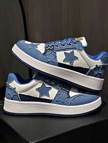 1 Pair New Artistic National Style Star Skate Shoes, Fashion Casual Sneakers For Teenagers, Sports Shoes (Note: Shoes Run Small, Suggest Ordering One Size Up)