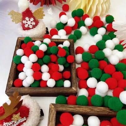 Boules de Noël Pompons 10 mm à 30 mm Pompons doux Boules de Noël Artisanat Pompones Fournitures artisanales DIY Mariage Fête Décoration Accessoires de couture 20 grammes/Sac