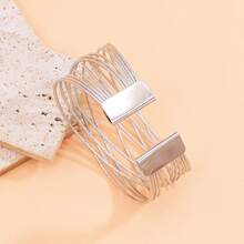 1 Peça Bracelete Bangle Minimalista Geométrico Oco e Vazado, Acessório de Luxo