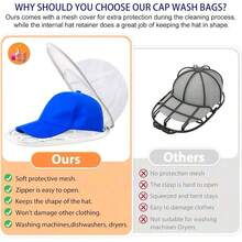 Set de limpieza de gorra de béisbol: Rejilla lavadora de gorras y bolsas de malla para la lavadora - Anti-deformación, apto para lavavajillas y lavadora