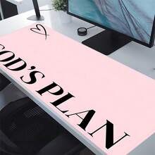 1Pc GOD'S PLAN Mouse Pad Pink Large Desk Mat Office Desk Accessories With Stitched Edge Non-Slip Mousepad Rubber Base Desk Pad 35.4x15.7 Inch For Home Office Gift For Friends Women Back To School