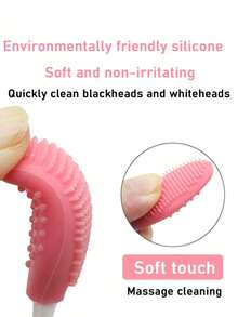 1 件粉色去黑头刷双面面部清洁 TPE 刷，多功能去角质美容工具 - 粉色 - 查看 7