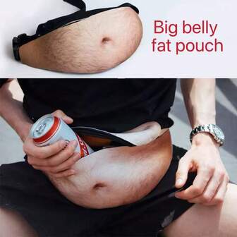 1Pc Outdoor Sports Creative Big Belly Waist Bag Fake Stomach Belly Bag Beer Belly Money Bag