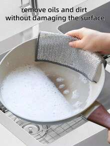 1/3/5/10pcs Magic Cleaning Cloth Thickened Double -Sided Metal Steel Wire Rags Kitchen Dish Pot Washdishing Cloths Towel Clean Tools,Metal Wire Cloth - Double-Sided Reusable Cleaning Cloth, Suitable For Tableware, Cookware, Kitchen And Bathroom Sinks, And Commercial Cleaning.