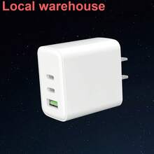 Local Warehouse 3-Port (2 USB-C + 1 USB-A) Wall Charger: Fast Charging With PD & QC For I Phone 16/15/14/13/12 Series Home Office Phone Charger Multi-Port High Output Power - US A Type Plug(110-127V) - View 2